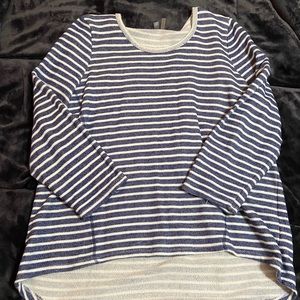 Navy blue and white striped sweater